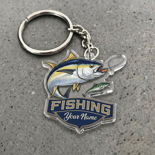 Maxcorners Tuna Fishing Jumping Fish Personalized Name 3D Keychain And Ornament