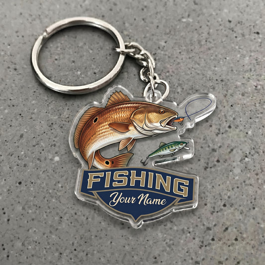 Maxcorners Redfish Fishing Jumping Fish Personalized Name 3D Keychain And Ornament