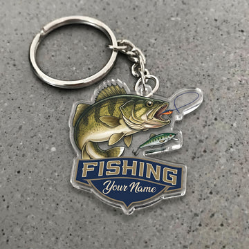 Maxcorners Walleye Fishing Jumping Fish Personalized Name 3D Keychain And Ornament