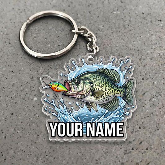 Maxcorners Crappie Fishing Water Splash Personalized Name 3D Keychain And Ornament