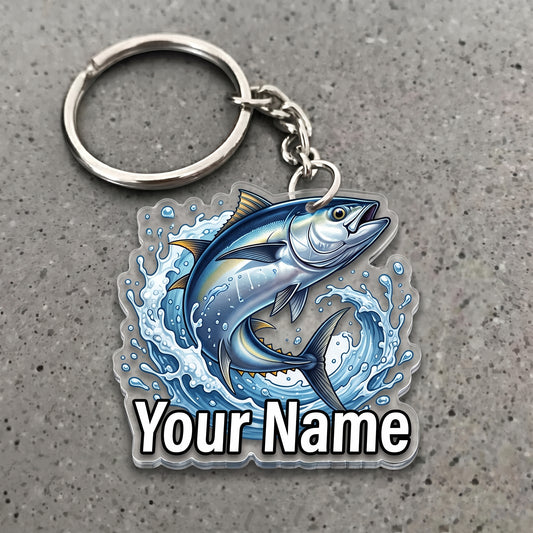 Maxcorners Tuna Fishing Water Splash Personalized Name 3D Keychain And Ornament