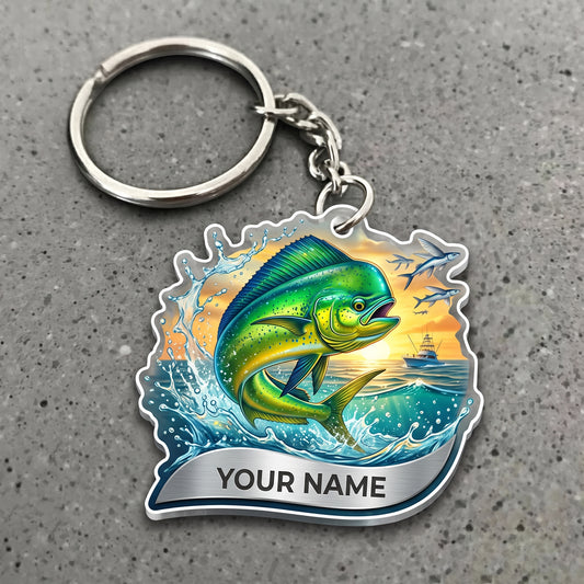 Maxcorners Mahi Mahi Fishing Offshore Adventure Personalized Name 3D Keychain And Ornament