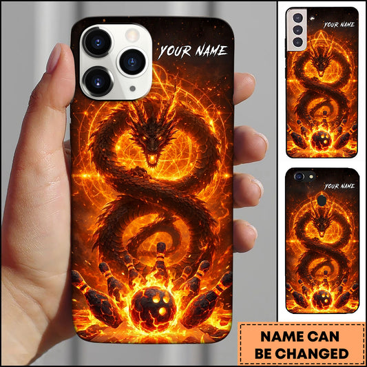 Maxcorners Bowling Dragon Flame Power Personalized Name 3D Phone Case