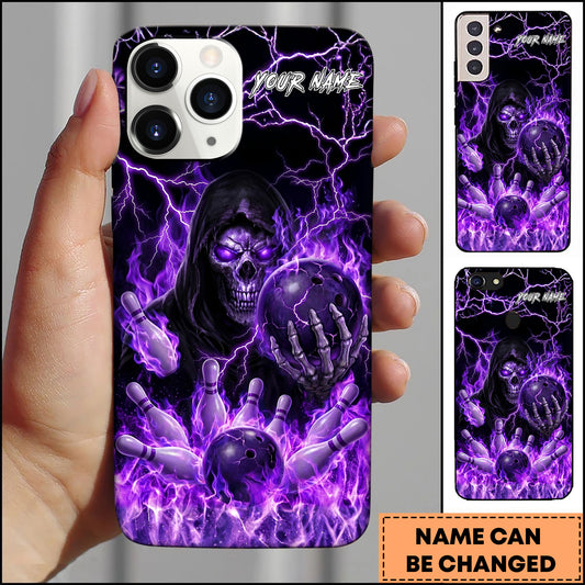 Maxcorners Grim Reaper Bowling Flame Personalized Name 3D Phone Case