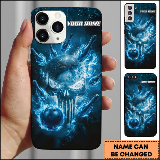 Maxcorners Bowling Skull Flame Personalized Name 3D Phone Case