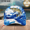 Maxcorners Fishing Ocean Wave Fish Multiple Options Personalized Name 3D Cap (12 Fish Species)