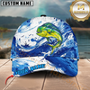 Maxcorners Fishing Ocean Wave Fish Multiple Options Personalized Name 3D Cap (12 Fish Species)