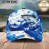 Maxcorners Fishing Ocean Wave Fish Multiple Options Personalized Name 3D Cap (12 Fish Species)