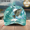Maxcorners Fishing Aqua Splash Geometric Wave Multiple Options Personalized Name 3D Cap (12 Fish Species)