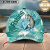 Maxcorners Fishing Aqua Splash Geometric Wave Multiple Options Personalized Name 3D Cap (12 Fish Species)