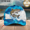 Maxcorners Fishing Water Burst Fish Multiple Options Personalized Name 3D Cap (12 Fish Species)