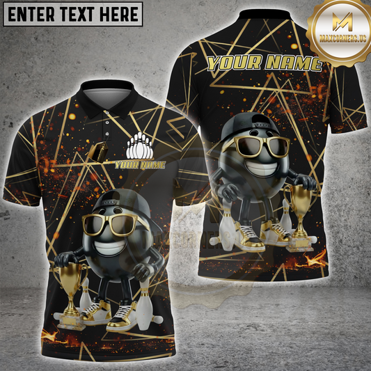 Maxcorners Bowling Cool Champion Ball Multicolor Options Personalized Name, Team Name 3D Shirt (4 Colors)