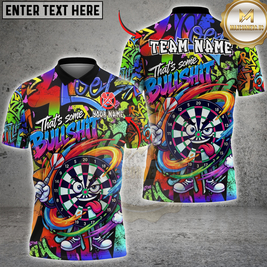 Maxcorners Funny Darts Graffiti Multicolor Options Personalized Name, Team Name 3D Shirt (4 Colors)