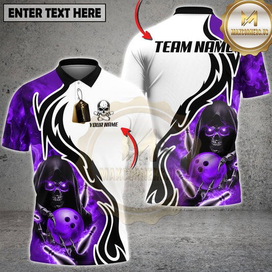 Maxcorners Grim Reaper Bowling Multicolor Options Personalized Name, Team Name 3D Shirt (4 Colors)