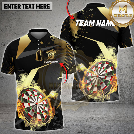 Maxcorners Darts Luxury Flame Multicolor Options Personalized Name, Team Name 3D Shirt (4 Colors)