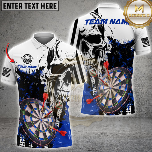 Maxcorners Darts Skull Splash Multicolor Options Personalized Name, Team Name 3D Shirt (4 Colors)