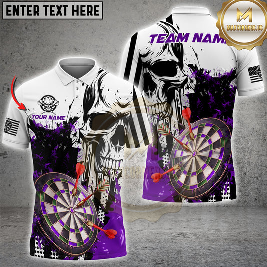 Maxcorners Darts Skull Splash Multicolor Options Personalized Name, Team Name 3D Shirt (4 Colors)