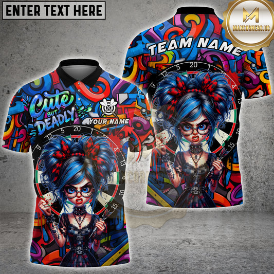 Maxcorners Darts Gothic Punk Girl Graffiti Multicolor Options Personalized Name, Team Name 3D Shirt (4 Colors)