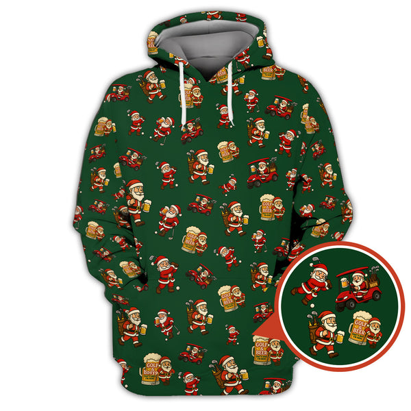 Maxcorners Funny Christmas Golf Shirt For Men, Pattern Golf Shirt , Golf And Beer Shirt For Golfer