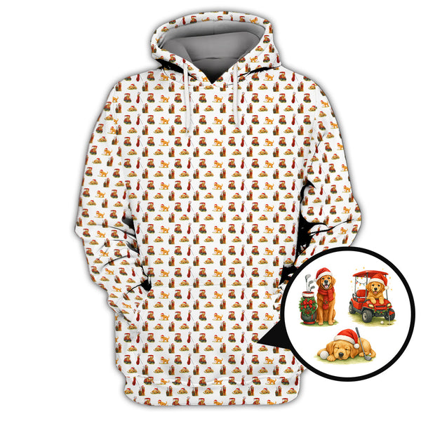 Maxcorners Golden Retriever Golf Shirt, Funny Pattern Golf Shirt For Men, Dog Golf Shirt, Christmas Golf Shirt For Golfer