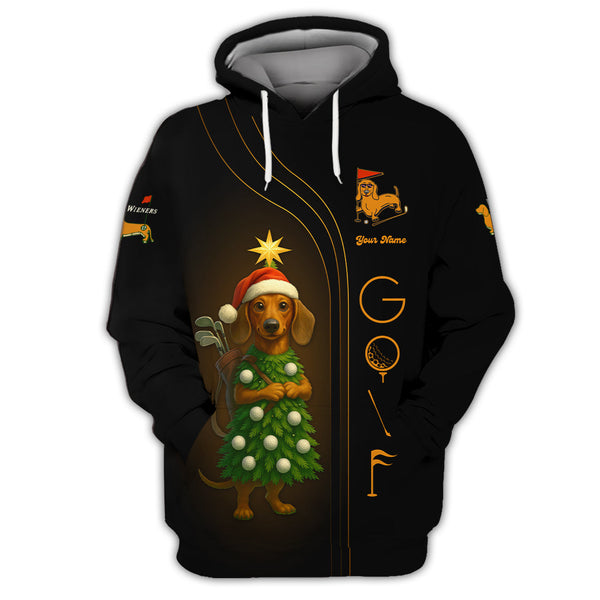 Maxcorners Personalized Christmas Golf Shirt, Dachshund Golf Shirt, Funny Golf Shirt For Men, Golf Gift For Golfer