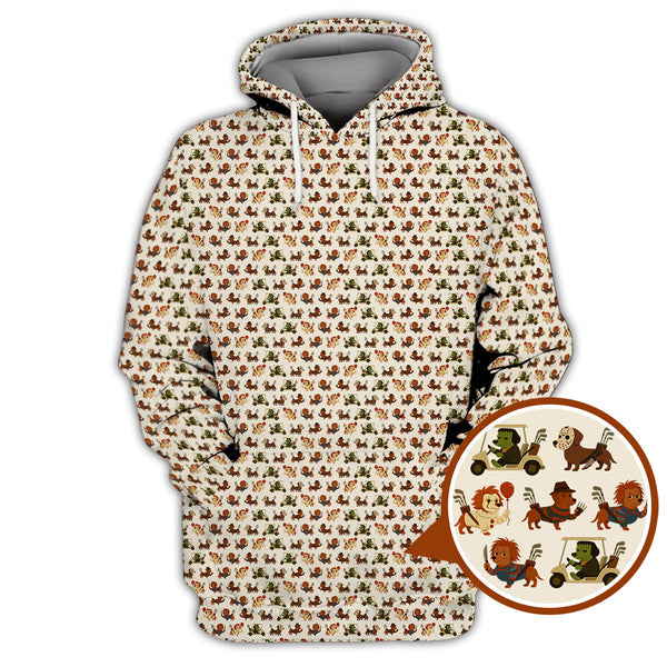 Maxcorners Dachshund Golf Shirt, Pattern Golf Shirt, Halloween Golf Shirt For Men, Funny Golf Shirt For Golfer