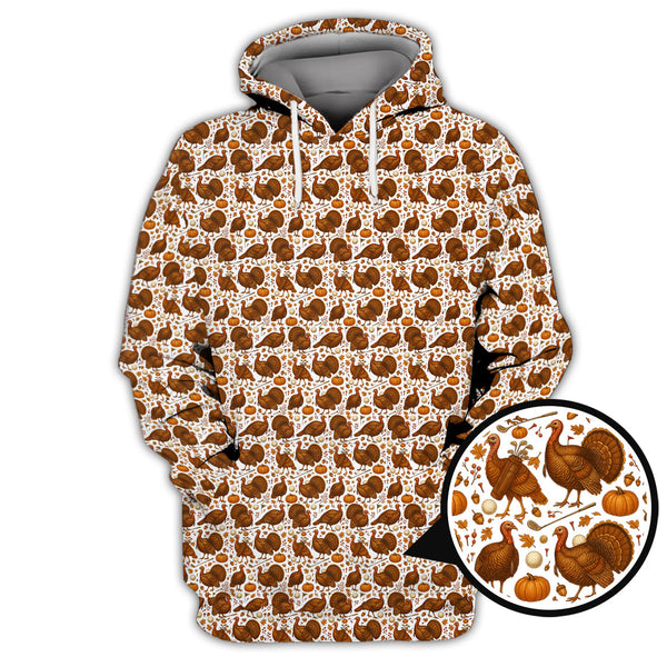 Maxcorners Funny Turkey Golf Shirt For Men, Thanksgiving Golf Shirt, Pattern Golf Shirt For Golfer