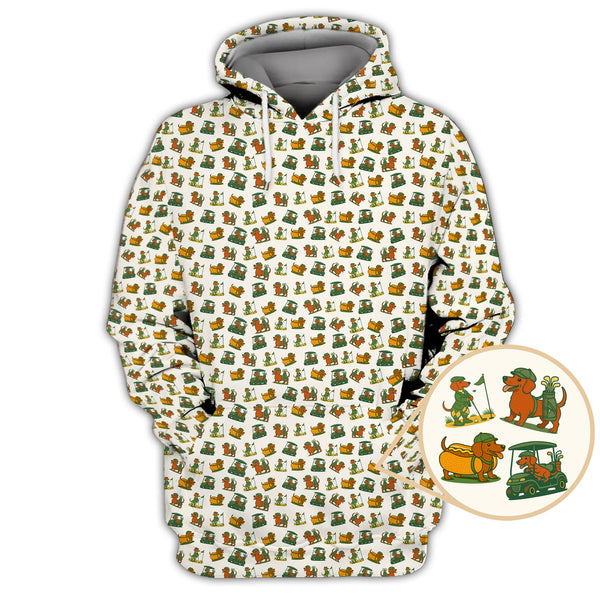 Maxcorners Dachshund Pattern Golf Shirt â€“ Funny Dog Golf Polos For Pet Lovers - Golf Gift For Golfers