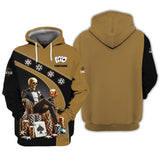 Custom Poker Shirt – Black & Gold Skeleton King Design with Chips and Whiskey – Personalized Casino Tee for Card Sharks