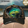 Maxcorners Fishing Rustic Wood Frame Black Scale Customized Name 3D Cap