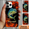Maxcorners Bold Orange Splash Fish Art Custom Name Fishing Phone Case
