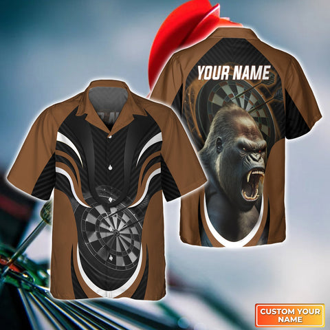 Maxcorners Darts Gorilla Customized Name 3D Hawaiian Shirt