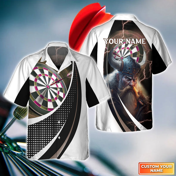 Maxcorners Darts And Viking Bullseye Dartboard Brown Customized Name 3D Hawaiian Shirt