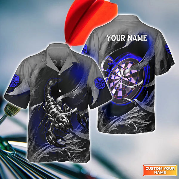 Maxcorners Darts And Scorpion Customized Name 3D Hawaiian Shirt