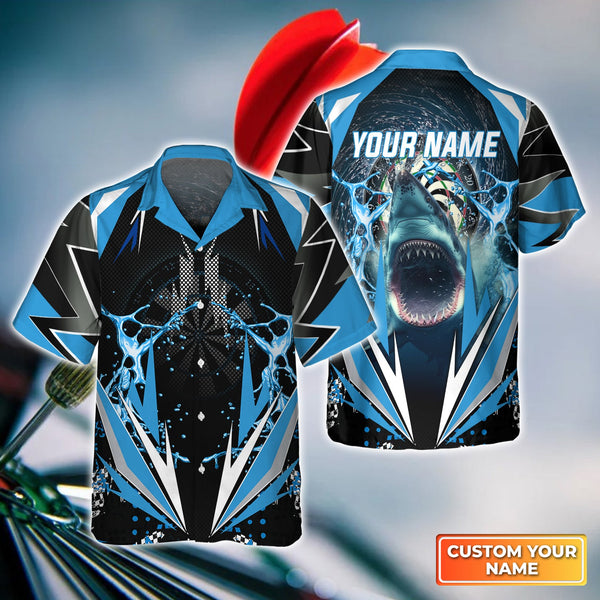 Maxcorners Darts Whirlpool Bullseye Shark And Darts Customized Name 3D Hawaiian Shirt