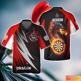 Maxcorners Darts Flame Dragon Customized Name 3D Hawaiian Shirt