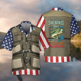 Maxcorners Fishing American Fishing Vest Hawaiian Shirt