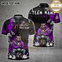 Maxcorners Bowling Shirt Bear Graffiti Hoodie Gangster Multioptions Personalized Name, Team Name Unisex 3D Shirt