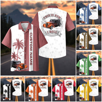 Maxcorners This Is How I Roll Hot Rod Hawaiian Shirt - Custom Photo Classic Car Shirt - Personalized Name Car Hawaiian Shirt