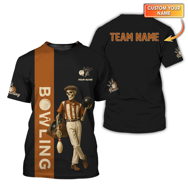 Maxcorners 1950s Bowling Shirts, Skull Retro Bowling Custom Jersey Team For Bowling Club LM0509