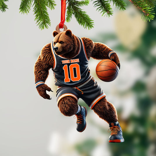 Maxcorners Custom Ornament, Basketball Bear Ornament, Christmas Decor 2D Flat LM2211
