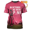 Maxcorners Personalized Breast Cancer Golf Shirt, In October We Wear Pink Shirt With Custom Name, Pink Golf Shirt For Golfer