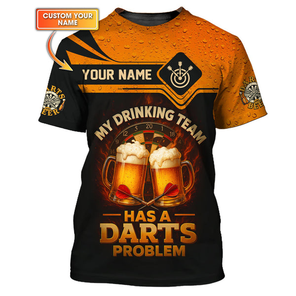 Maxcorners Funny Darts and Beer Shirt – My Drinking Team Has a Darts Problem – Custom Dart Team Tee LM0509