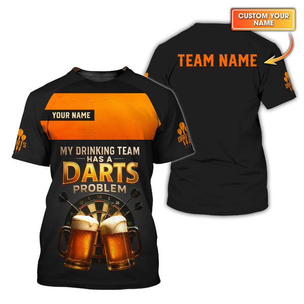 Maxcorners Dart and Beer Shirt, My Drinking Team Has a Darts Problem Shirts, Funny Custom Darts Polos LM0509