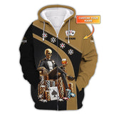 Custom Poker Shirt – Black & Gold Skeleton King Design with Chips and Whiskey – Personalized Casino Tee for Card Sharks