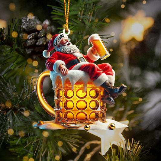 Maxcorners Beer Santa Home Decor Christmas Ornament, Personalized Ornament 2D Flat LM2211
