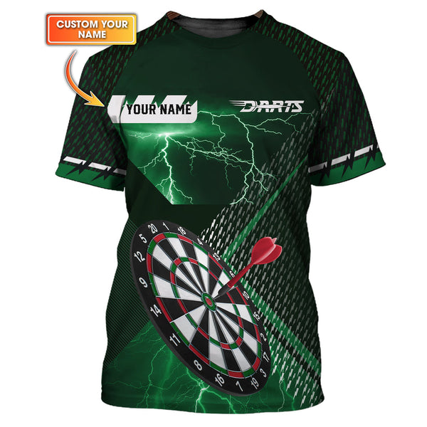 Maxcorners Custom Name Darts Jersey, Green Lightning Dart Shirt, Gift For Darts Lover LM0509