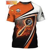 Maxcorners Custom Darts T-Shirt – Skull & Flaming Dart Design, Gift For Darts Lovers LM0509