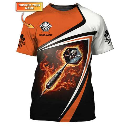 Maxcorners Custom Darts T-Shirt – Skull & Flaming Dart Design, Gift For Darts Lovers LM0509