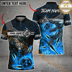 Maxcorners Bowling Fire Dragon Multicolor Customized Name, Team Name 3D Shirts